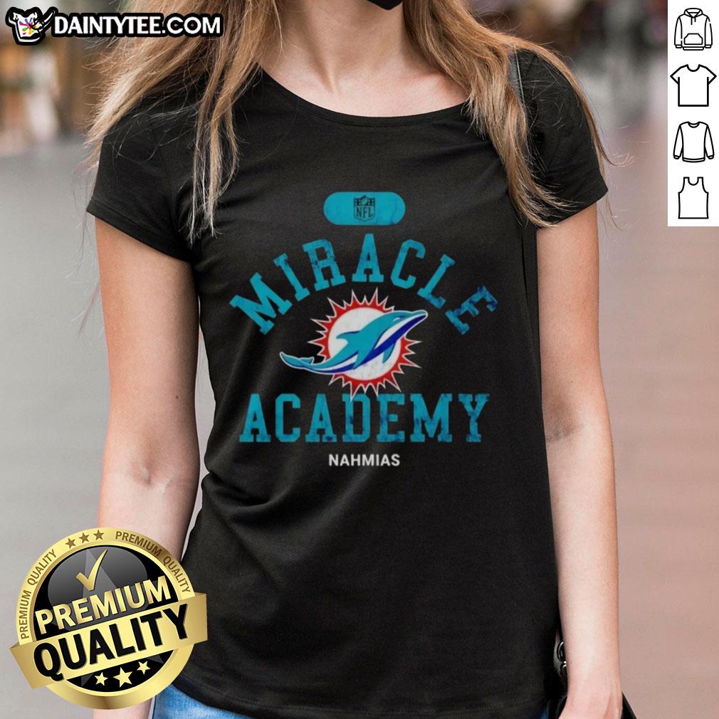 Good NFL Miami Dolphins Miracle Academy Nahmias Ladies Tee featuring vibrant team colors and stylish design for fans.