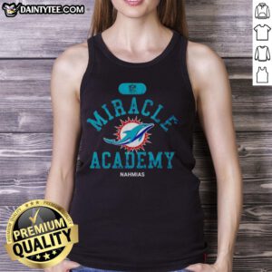 Miami Dolphins Miracle Academy Nahmias tank top featuring vibrant team colors and logo for NFL fans.