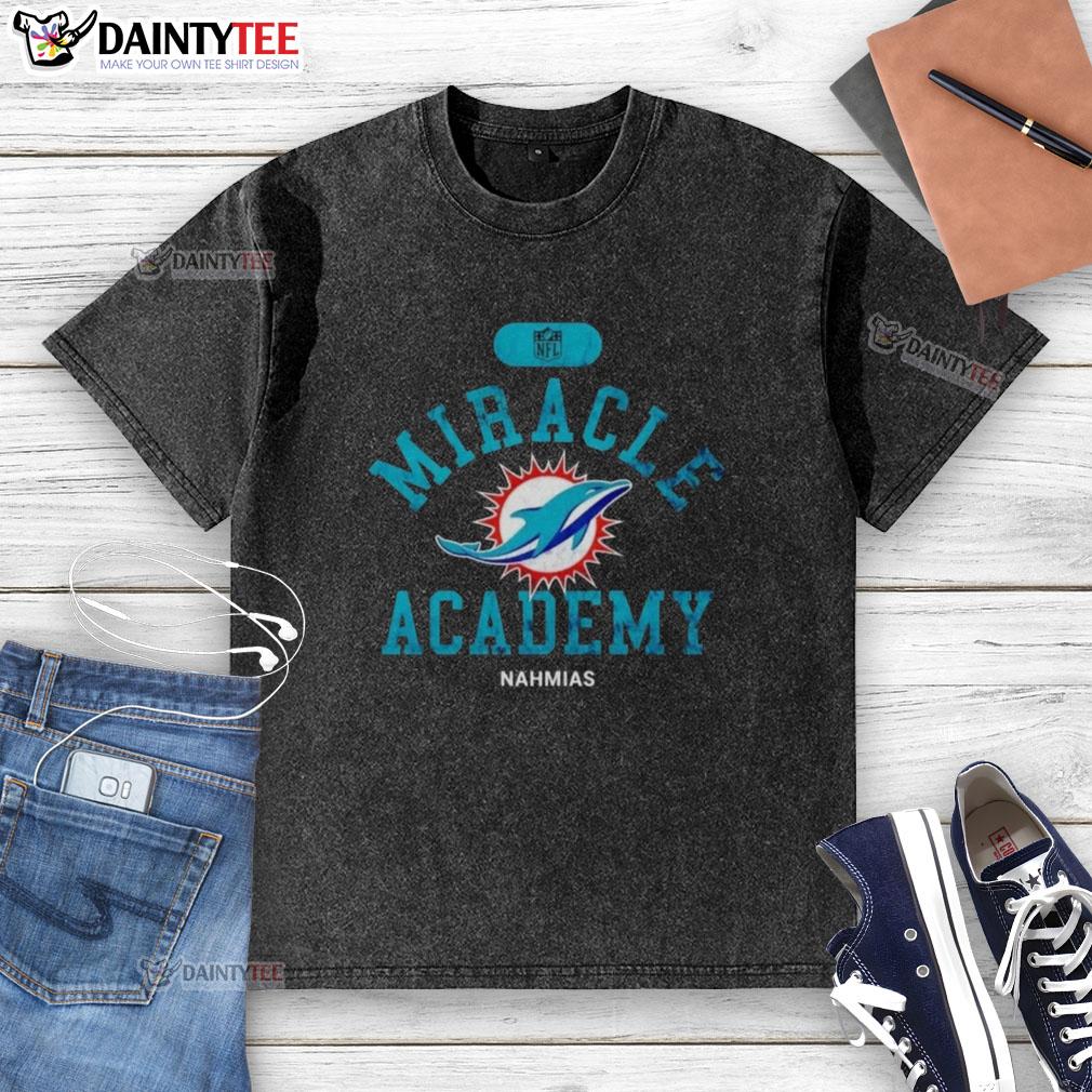 Good NFL Miami Dolphins Miracle Academy Nahmias washed t-shirt featuring vintage design and team colors for fans.