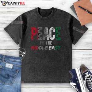 Good Peace in the Middle East t-shirt featuring a washed Palestine flag design, symbolizing hope and unity.
