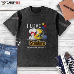 Good Snoopy I Love Pittsburgh Steelers And Maybe 3 People T-Shirt featuring a playful Snoopy graphic for fans.