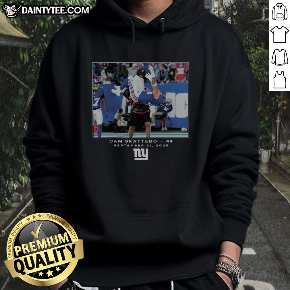 Alt Text: Hot Cam Skattebo Black New York Giants NFL Flash Features Week 3 Hoodie showcasing team logo and stylish design.