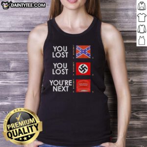 Hot You Lost You Lost You're Next tank top featuring bold graphic design for a trendy casual look.