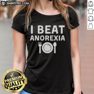 Nice I Beat Anorexia Ladies Tee featuring a bold, empowering message for body positivity and recovery.