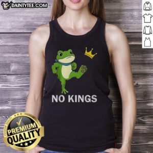 Alt Text: Nice No Kings Portland frog protest tank top featuring a colorful frog design and bold protest text.