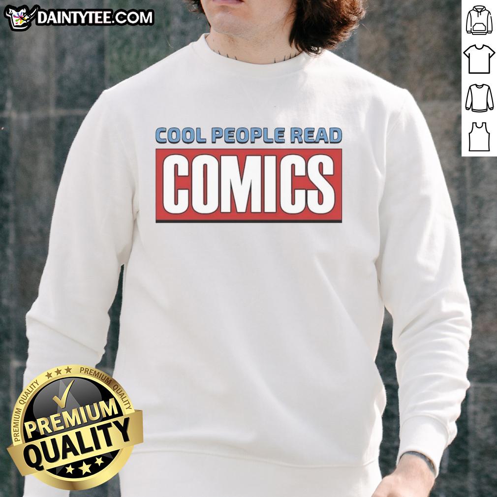 Official Cool People Read Comics Sweatshirt featuring a stylish design perfect for comic book fans and casual wear.