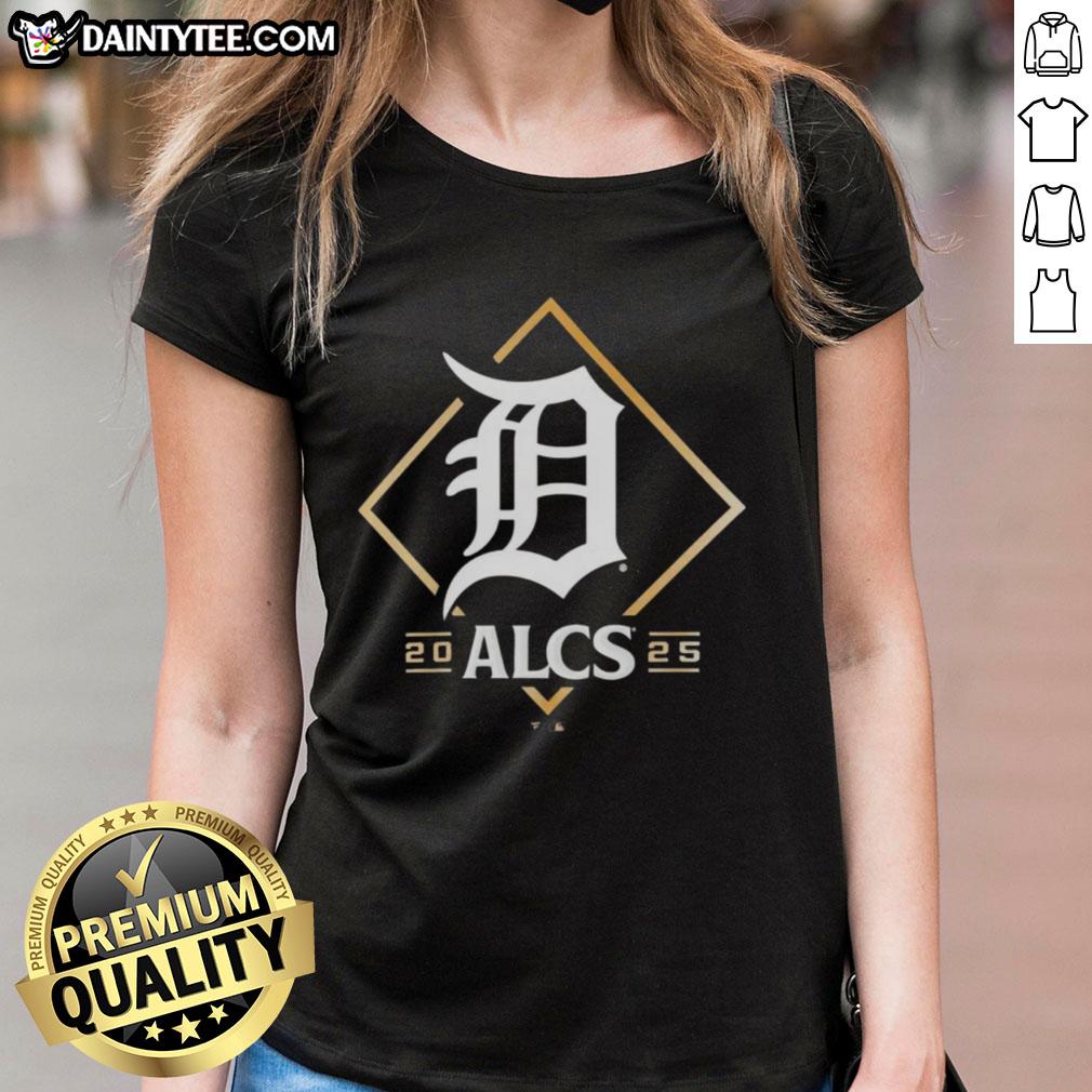 Official Detroit Tigers ALCS Bound 2025 Ladies Tee featuring team logo and stylish design for female fans.
