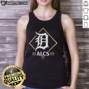 Alt Text: Official Detroit Tigers ALCS Bound 2025 tank top featuring team colors and logo, perfect for baseball fans.