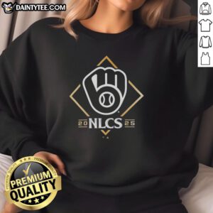 Official Milwaukee Brewers NLCS Bound 2025 sweatshirt featuring team logo and vibrant colors for fans.