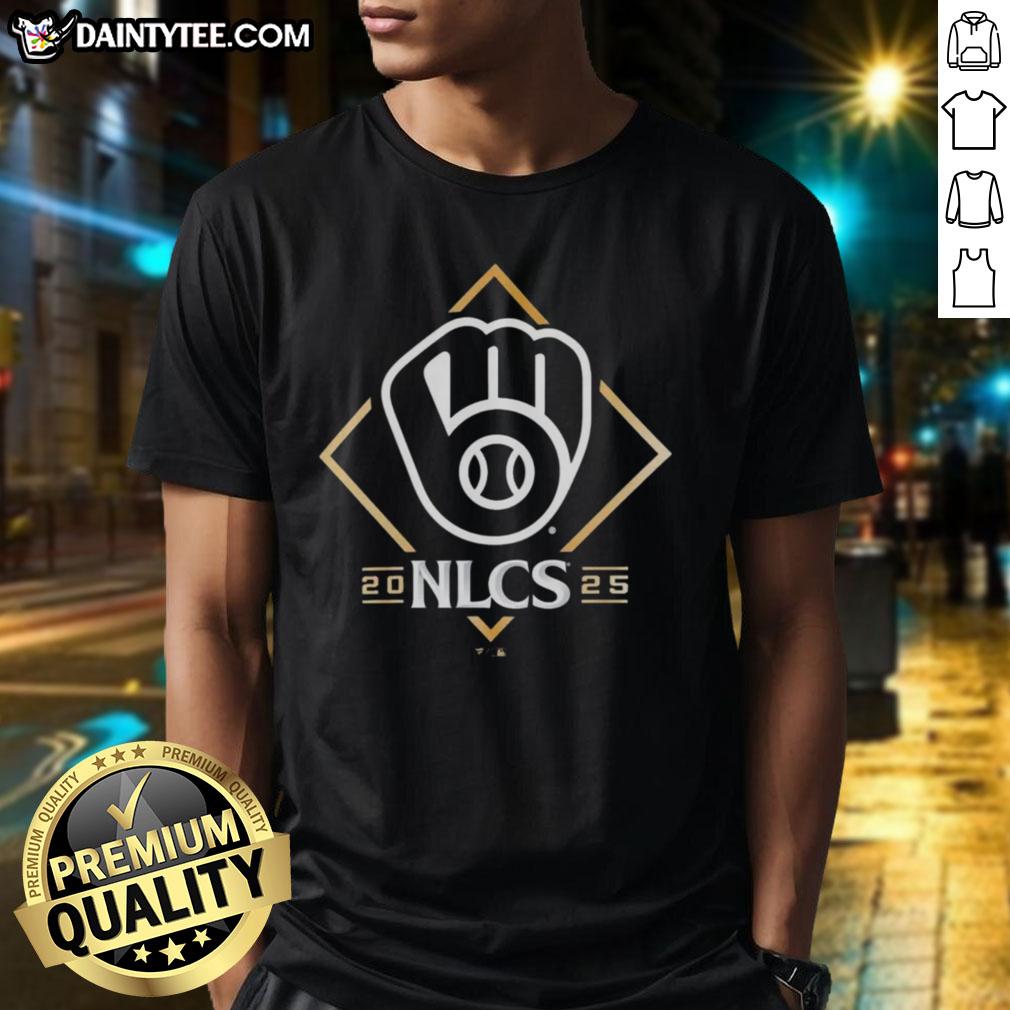 Alt Text: Official Milwaukee Brewers NLCS Bound 2025 T-Shirt featuring team logo and vibrant design for fans and supporters.