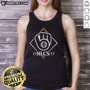 Official Milwaukee Brewers NLCS Bound 2025 tank top featuring team logo and vibrant colors for fans.