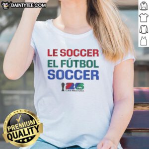 Premium FIFA World Cup 2026 ladies tee featuring Mexico and USA soccer themes for fans of El Futbol.