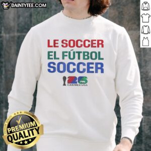 Premium FIFA World Cup 2026 sweatshirt featuring Mexico and USA soccer themes, perfect for El Futbol fans.