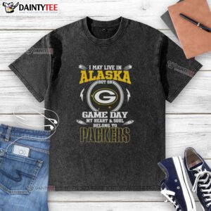 Premium Green Bay Packers washed t-shirt, perfect for game day, showcasing team pride even in Alaska.