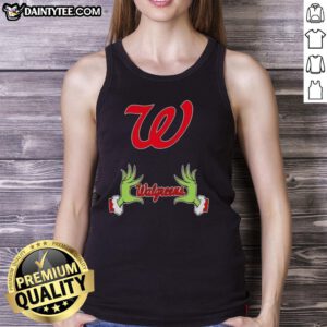 Premium Walgreens X Grinch Hands Merry Christmas tank top featuring festive design and vibrant colors for holiday cheer.