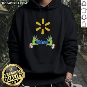 Premium Walmart X Grinch Hands Merry Christmas Hoodie featuring festive design and vibrant colors for holiday cheer.