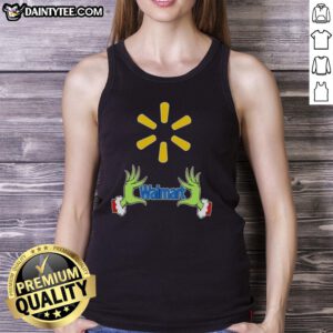Alt Text: Premium Walmart X Grinch Hands Merry Christmas Tank Top featuring a festive design perfect for holiday celebrations.