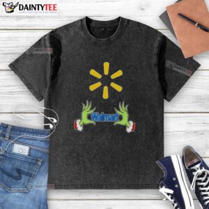 Premium Walmart X Grinch Hands Merry Christmas T-Shirt, featuring a festive design perfect for holiday celebrations.