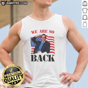 Premium 'We Are So Back' tank top in stylish design, perfect for casual wear and showcasing your vibrant personality.