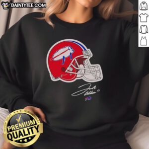 Alt Text: Josh Allen Buffalo Bills sweatshirt featuring a signature design, perfect for fans of the NFL quarterback.