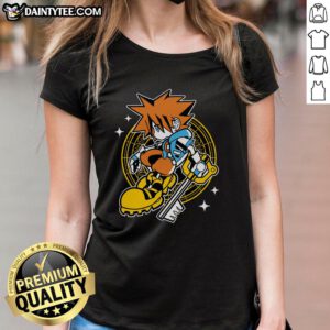 Alt Text: Pretty Kingdom Heart Sora kid ladies tee featuring vibrant graphics of Sora from the Kingdom Hearts series.