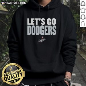 Stylish Los Angeles Dodgers hoodie with 'Let's Go Dodgers' slogan, perfect for fans showing team spirit.