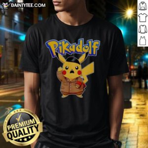 Alt Text: Pretty Pikadolf Pokemon Pikachu T-Shirt featuring a unique design of Pikachu with a playful twist.