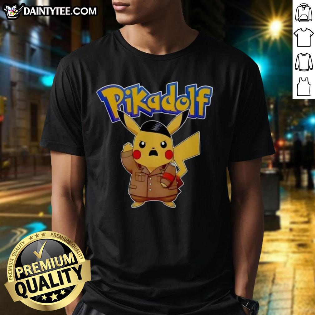 Alt Text: Pretty Pikadolf Pokemon Pikachu T-Shirt featuring a unique design of Pikachu with a playful twist.