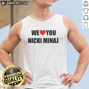 Stylish 'We Love You Nicki Minaj' tank top design featuring vibrant colors, perfect for fans of Nicki Minaj.