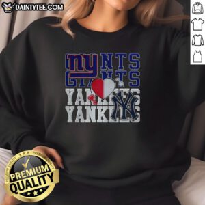 Awesome New York Giants NFL and New York Yankees MLB sweatshirt for sports lovers, showcasing team logos and vibrant design.