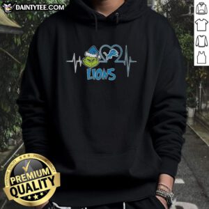 Awesome Grinch Heartbeat X Detroit Lions hoodie for football lovers, featuring festive design and team spirit.