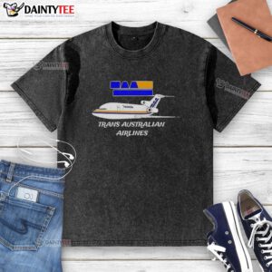 Awesome Trans Australian Airlines logo on a stylish plane graphic washed t-shirt, perfect for aviation enthusiasts.