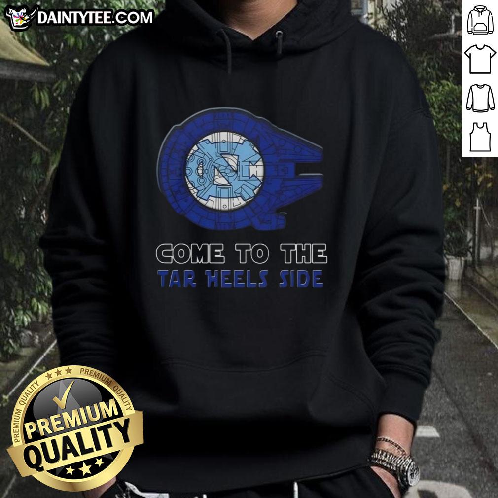 Official Star Wars Come to the North Carolina Tar Heels side hoodie featuring iconic graphics and team colors.