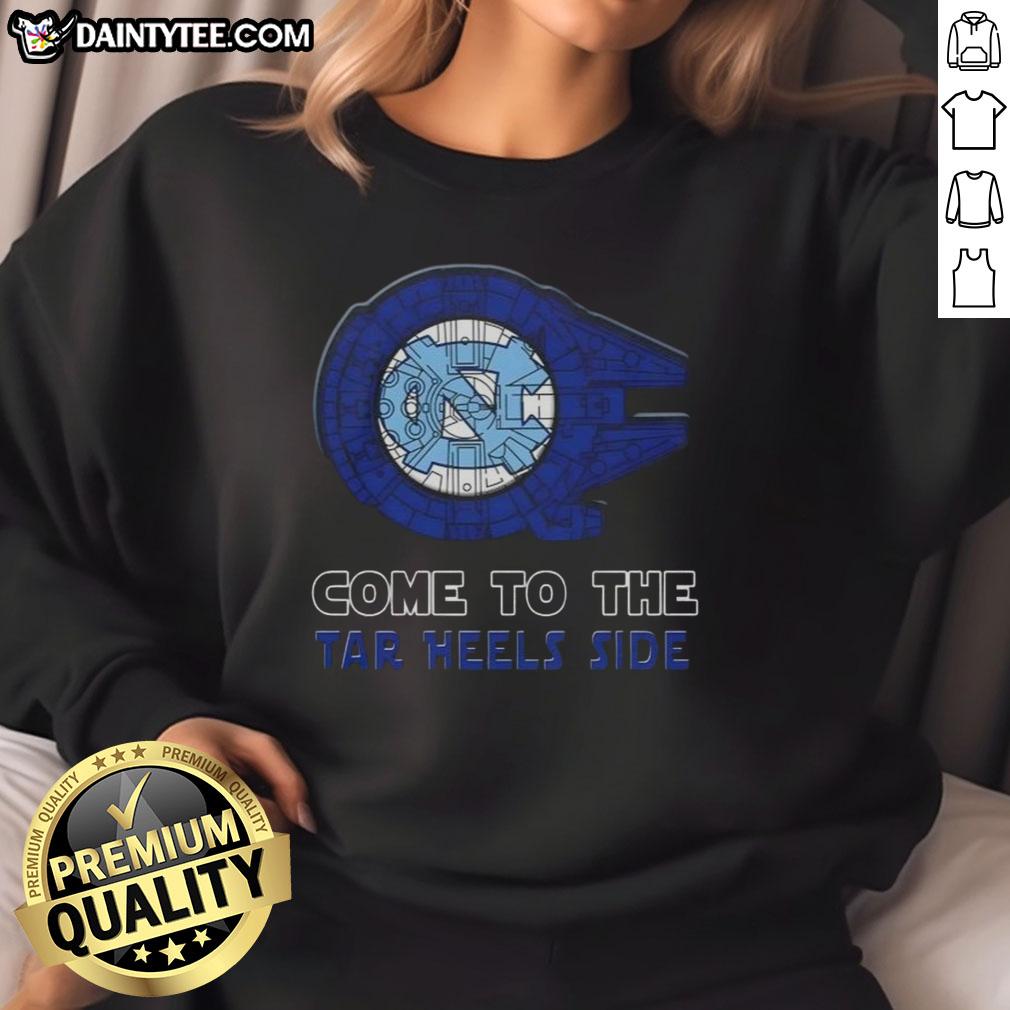 Official Star Wars Come to the North Carolina Tar Heels Side Sweatshirt featuring iconic designs for fans.