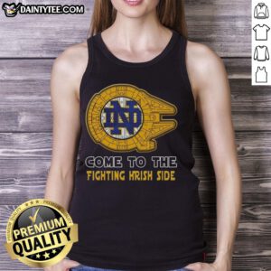 Official Star Wars Come to the Notre Dame Fighting Irish Side Tank Top featuring iconic designs and vibrant colors.