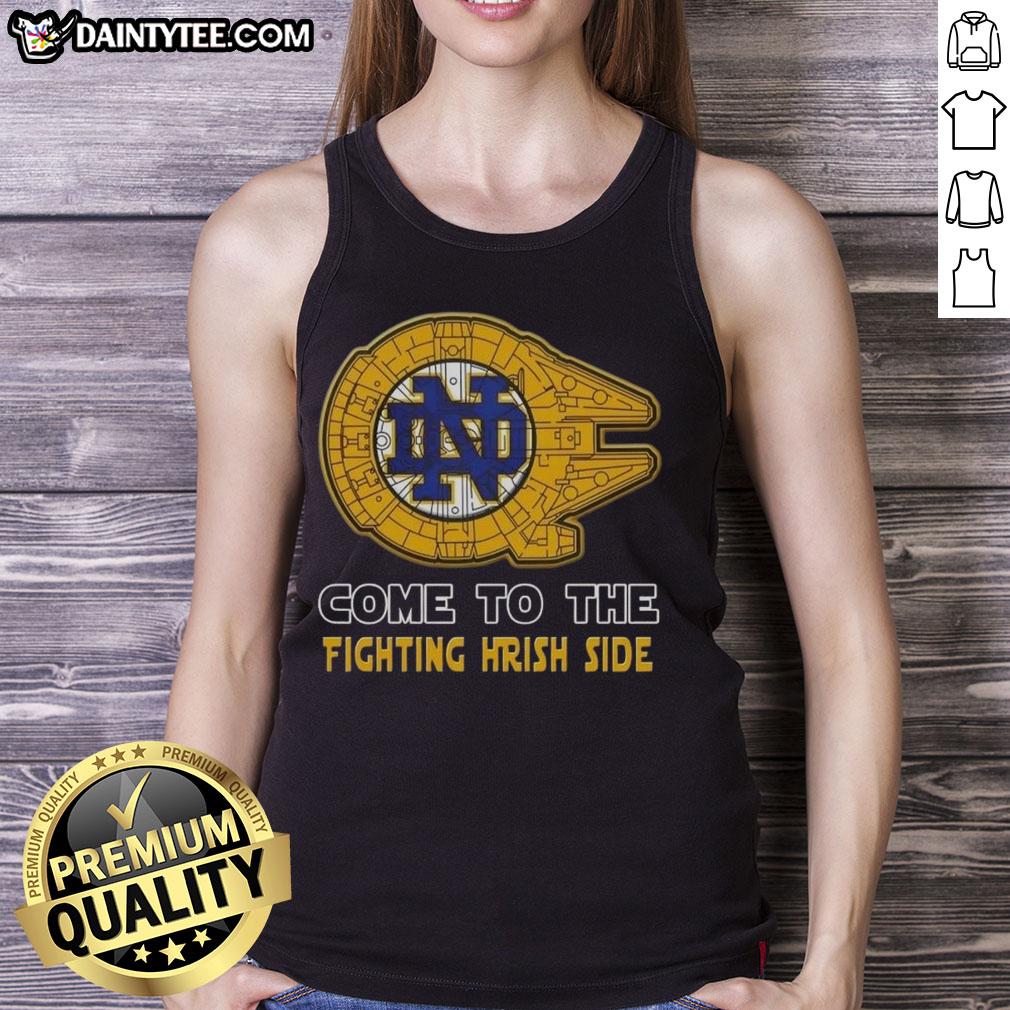 Official Star Wars Come to the Notre Dame Fighting Irish Side Tank Top featuring iconic designs and vibrant colors.