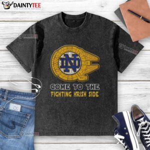 Official Star Wars Come to the Notre Dame Fighting Irish Side washed t-shirt featuring vibrant graphics and a comfortable fit.