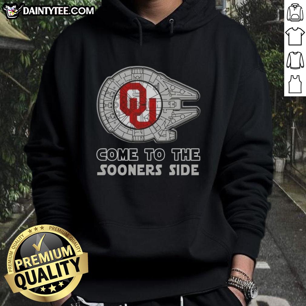 Alt Text: Official Star Wars Come to the Oklahoma Sooners Side Hoodie featuring iconic designs and team colors.