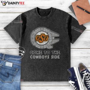 Official Star Wars Come to the Oklahoma State Cowboys Side Washed T-Shirt featuring vintage design and team colors.