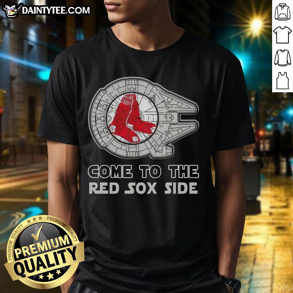 Premium Star Wars Come To The Boston Red Sox Side T-Shirt featuring iconic designs for fans of both franchises.