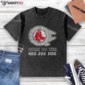 Premium Star Wars Boston Red Sox side washed t-shirt featuring iconic designs for fans of both franchises.