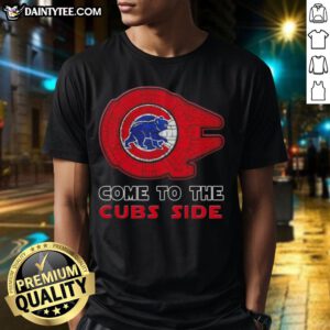 Premium Star Wars Come To The Chicago Cubs Side T-Shirt featuring iconic graphics for fans of both franchises.