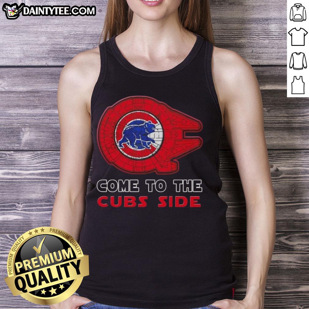 Premium Star Wars Come to the Chicago Cubs Side Tank Top featuring a stylish design for fans and summer wear.