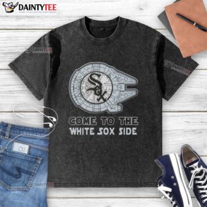 Premium Star Wars Come To The Chicago White Sox Side Washed T-Shirt featuring iconic characters and team logo.