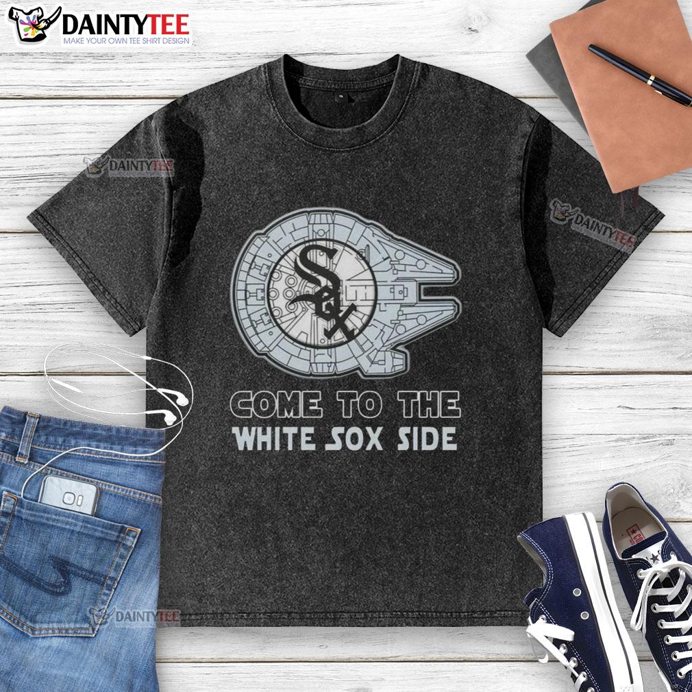 Premium Star Wars Come To The Chicago White Sox Side Washed T-Shirt featuring iconic characters and team logo.
