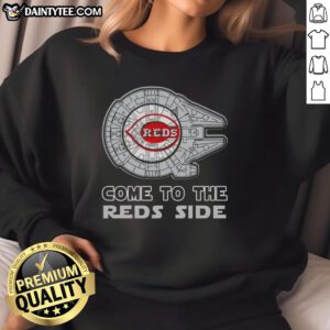 Premium Star Wars Cincinnati Reds side sweatshirt featuring unique graphics and comfortable design for fans.