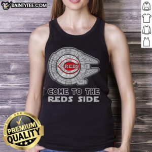 Premium Star Wars Come to the Cincinnati Reds Side Tank Top featuring iconic graphics and a stylish design for fans.