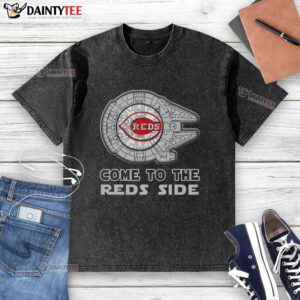 Premium Star Wars Cincinnati Reds side washed t-shirt featuring vibrant graphics and a comfortable fit for fans.