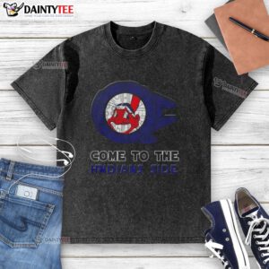Alt Text: Premium Star Wars Come to the Cleveland Indians Side Washed T-Shirt featuring a stylish design for fans.