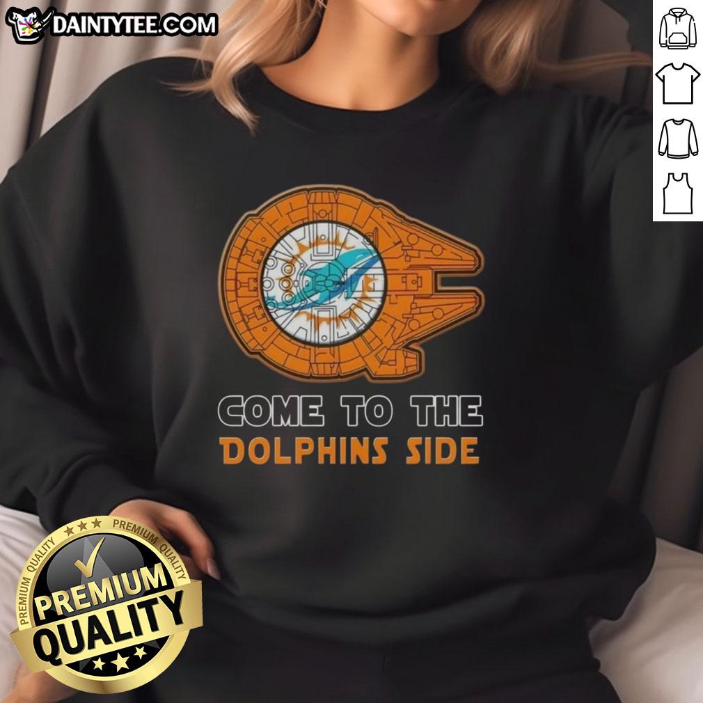 Premium Star Wars Come to the Miami Dolphins Side Sweatshirt featuring vibrant graphics and a stylish design.